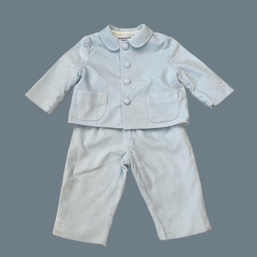 Aletta Baby Boy 2 Pc Baby Blue Suit Made in Italy 9 mos So Cute